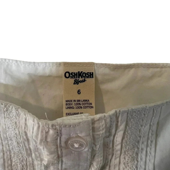 Oshkosh Girls White Dress Size 6 Spaghetti Straips Pleated Lace Ruffled Buttons - Picture 6 of 7